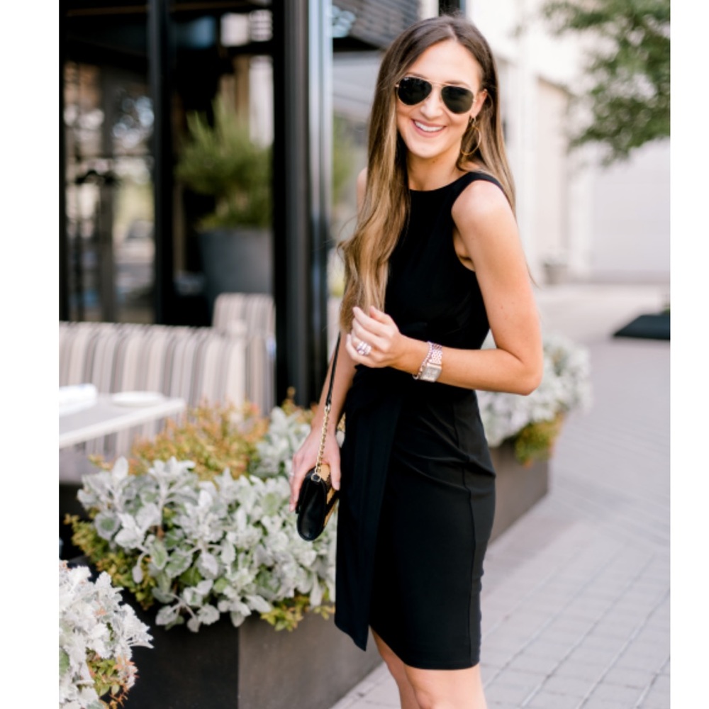 Mossimo Black Midi Dress with Faux Leather Detail